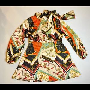 Orange Tie Neck Skater Dress -Must Go make offer